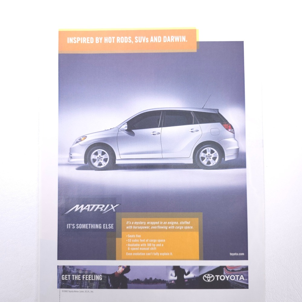 Toyota Matrix Hatchback Tuner Print Ad Vintage Y2K Automotive 90s Advertising